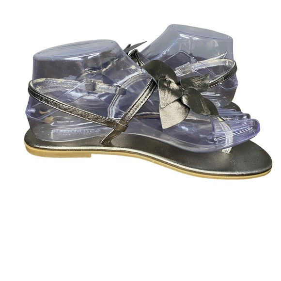 Sundance Metallic Gold Bow Thong Sandals Ankle Strap Flat Shoes Women Size 6.5-7 - Picture 5 of 16